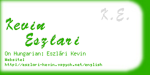 kevin eszlari business card